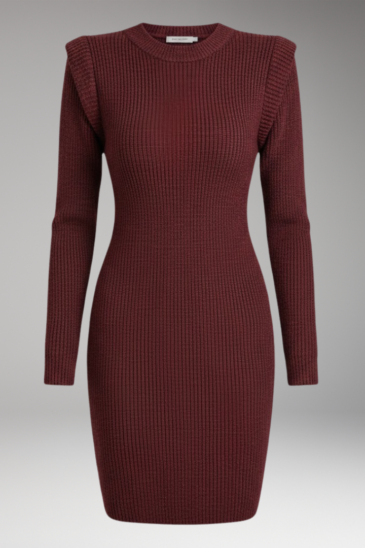 Women's Dress with Round Neckline and Long Sleeves