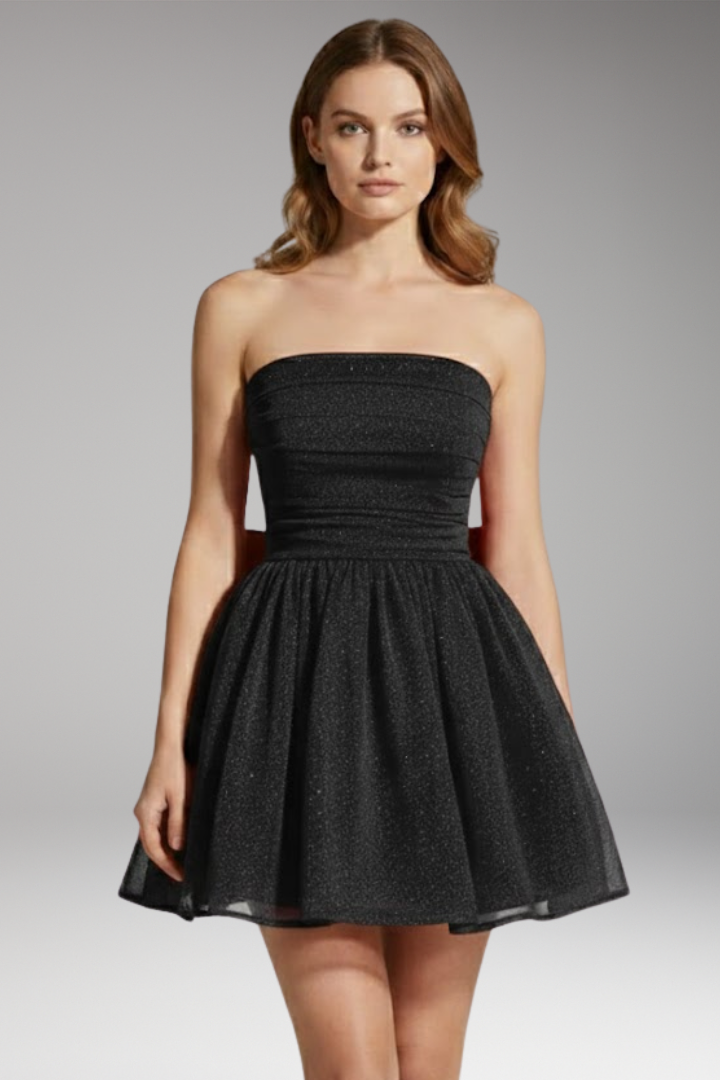 Women's Dress with Shimmering Effect and Large Bow