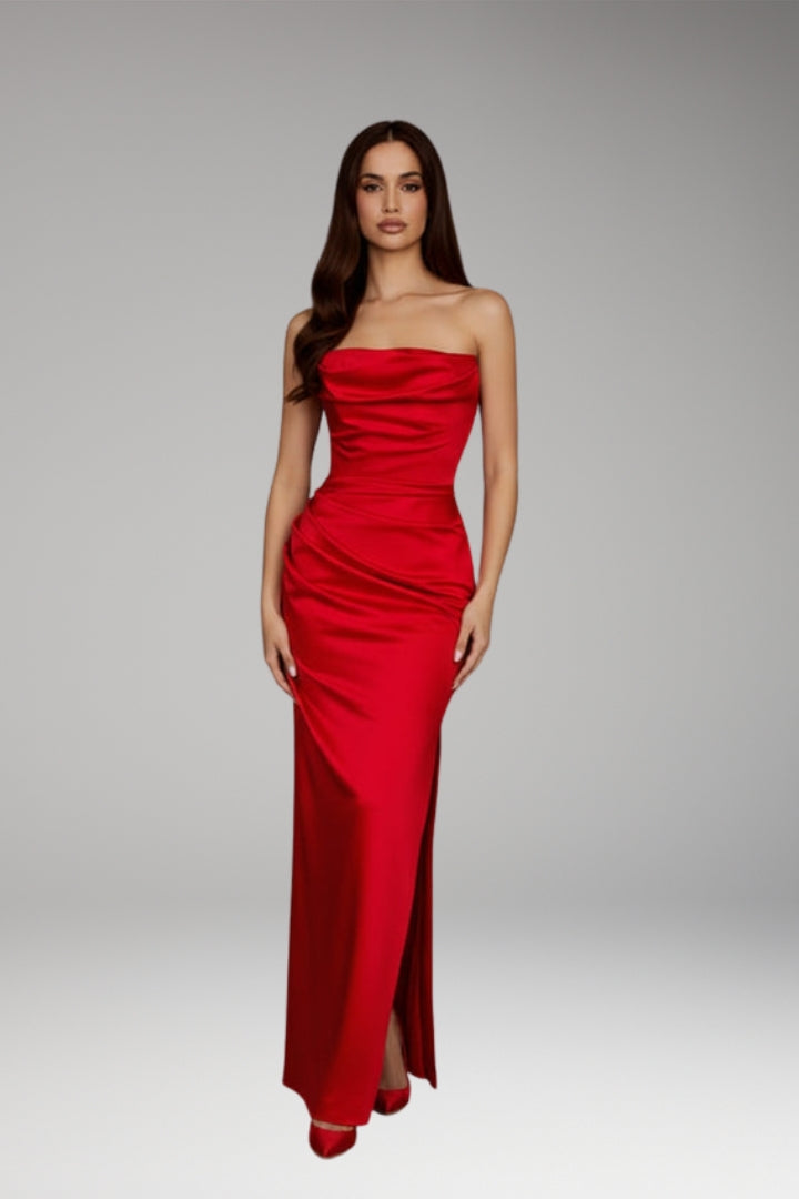 Women's Dress with Slit and Flowing Silhouette
