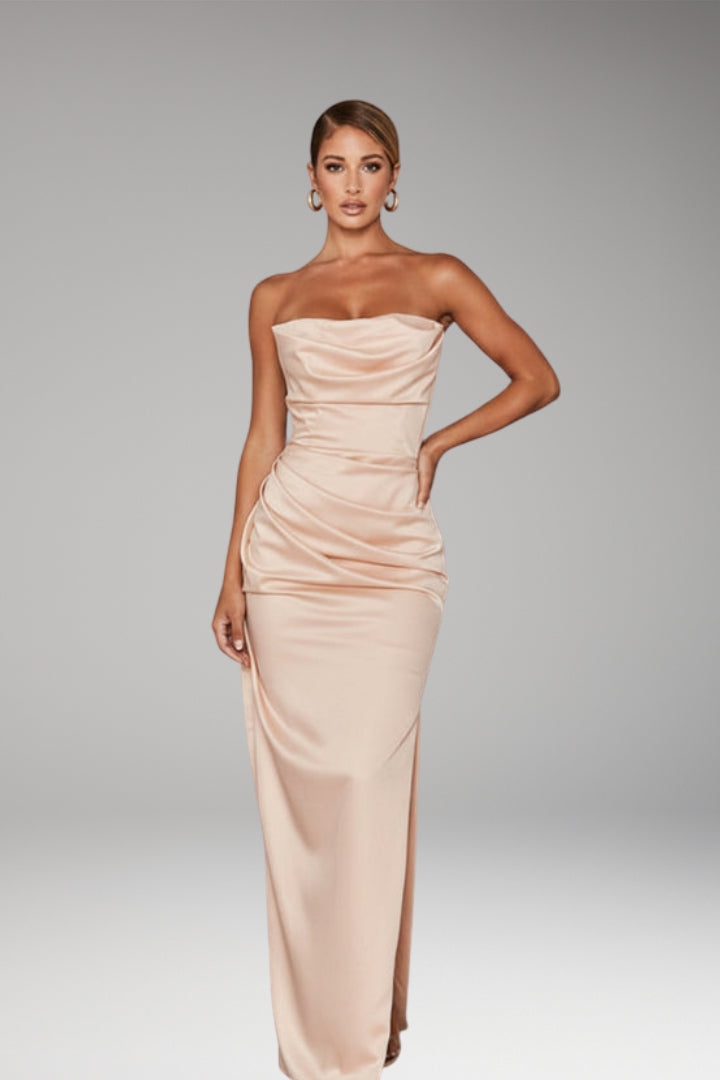 Women's Dress with Slit and Flowing Silhouette