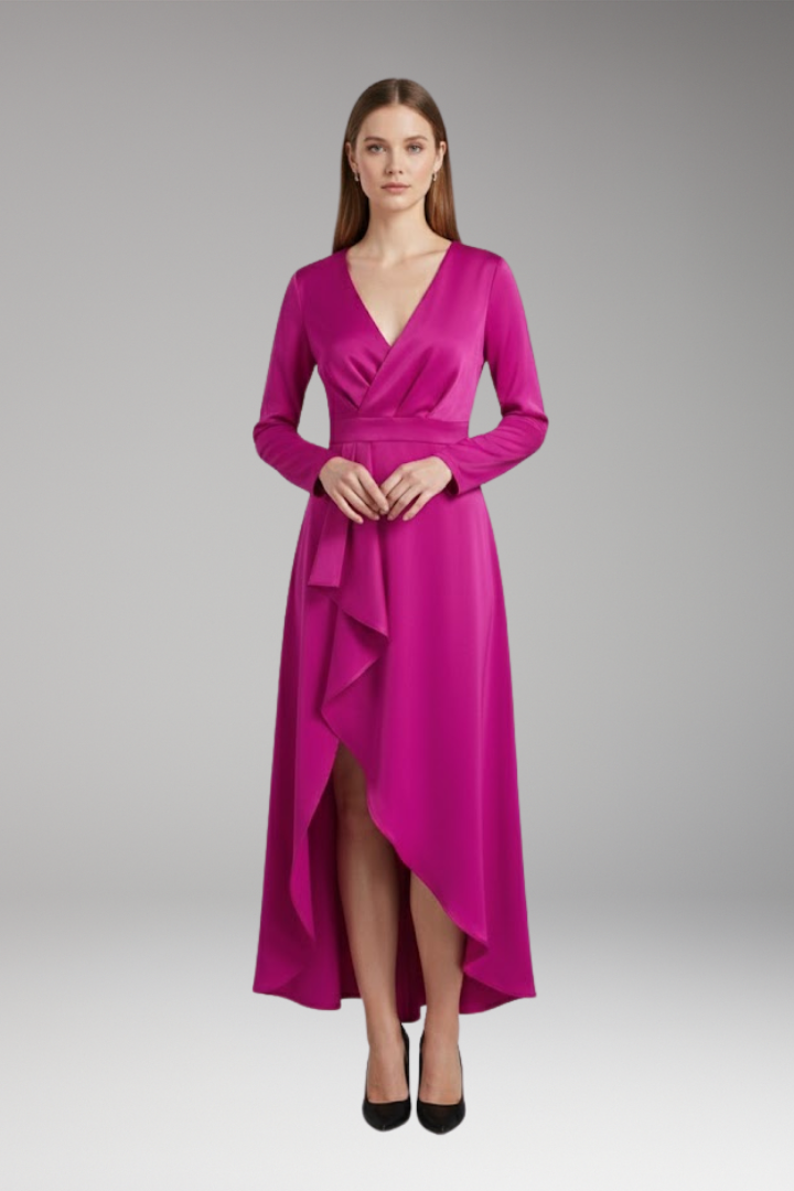 Women's Dress with V-Neck and Asymmetrical Shape