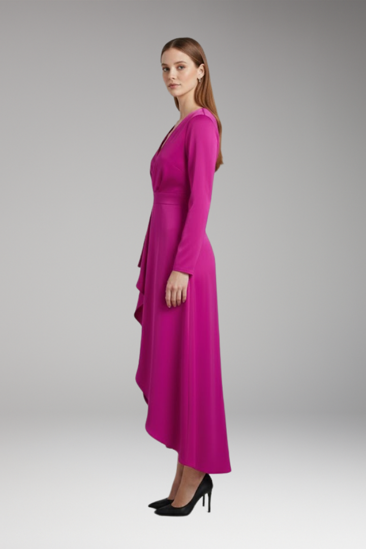 Women's Dress with V-Neck and Asymmetrical Shape