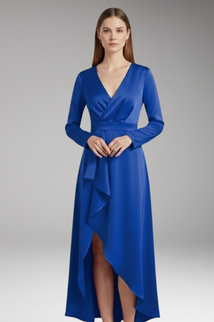 Women's Dress with V-Neck and Asymmetrical Shape