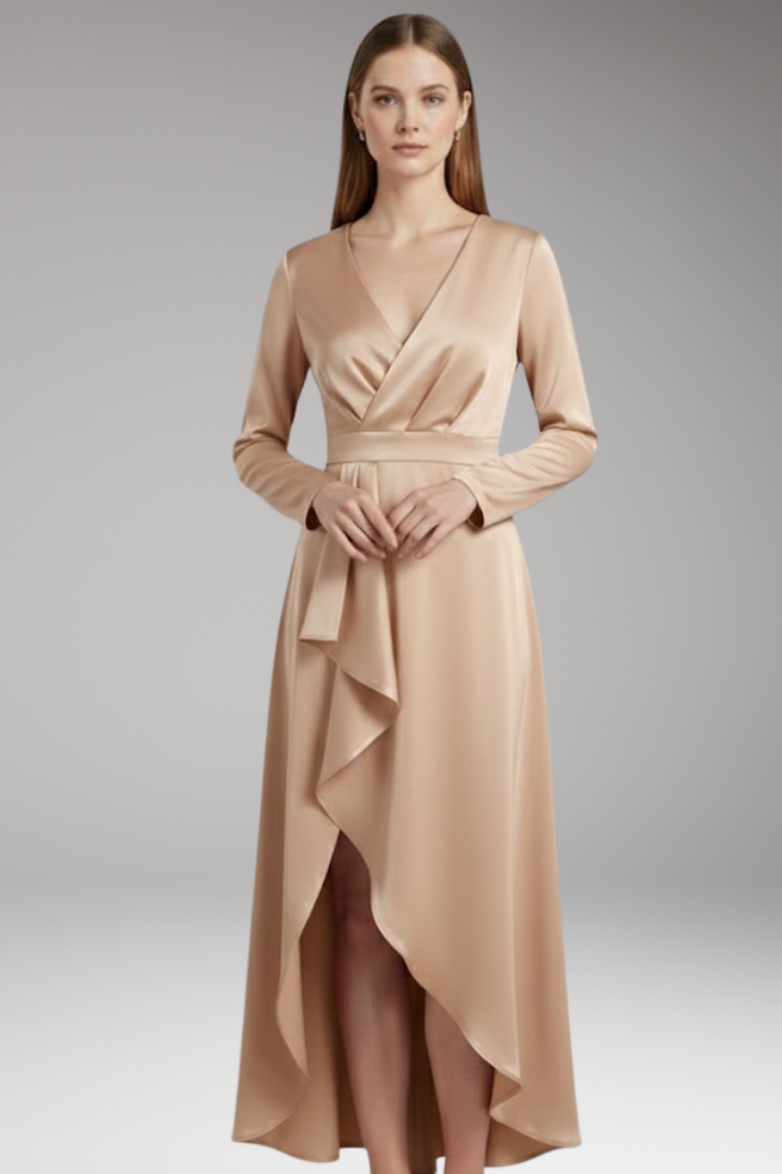 Women's Dress with V-Neck and Asymmetrical Shape