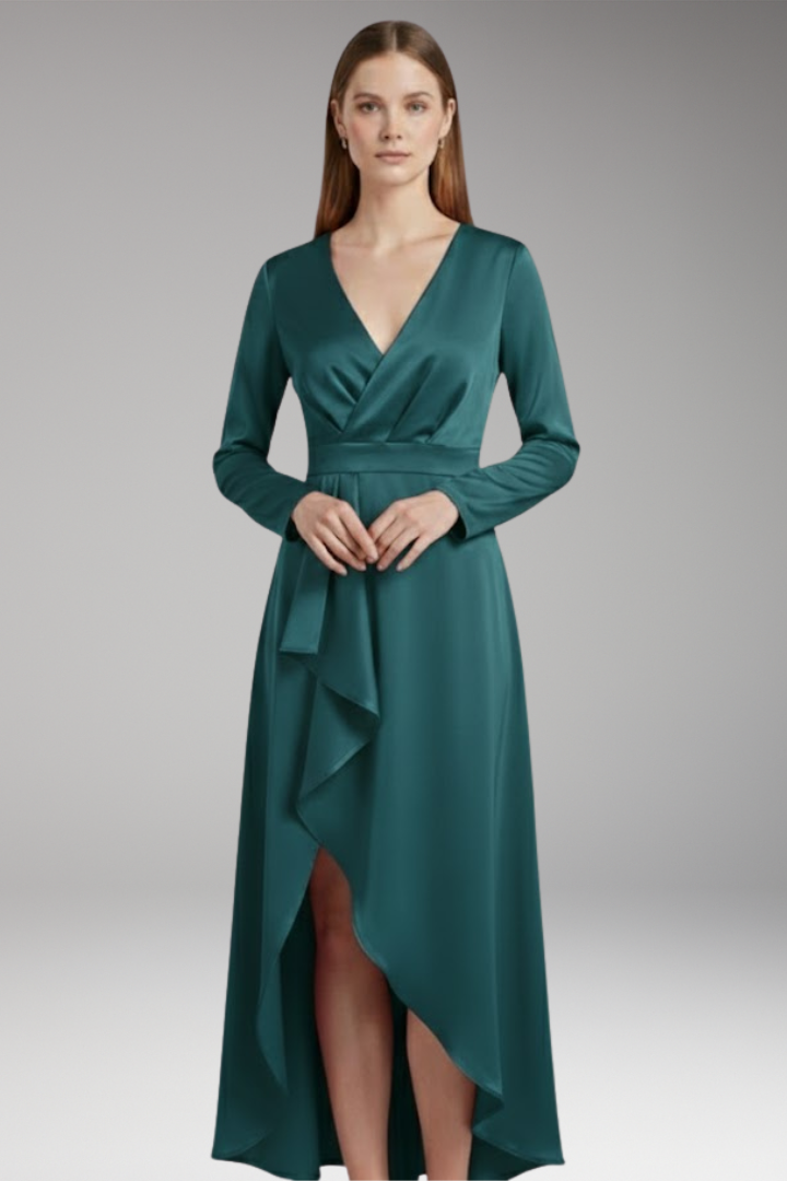 Women's Dress with V-Neck and Asymmetrical Shape