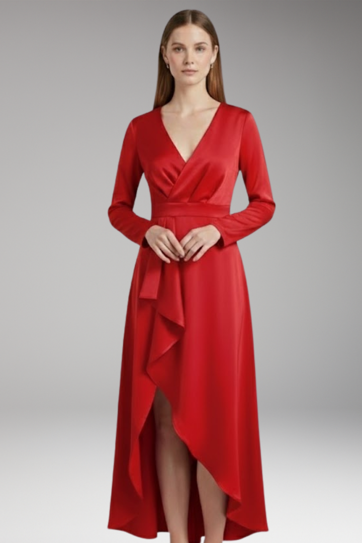 Women's Dress with V-Neck and Asymmetrical Shape