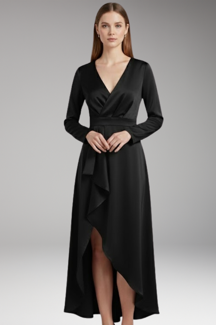 Women's Dress with V-Neck and Asymmetrical Shape