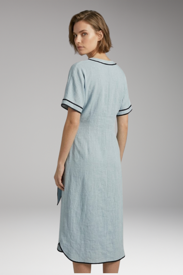 Women's Dress with V-Neck and Short Sleeves