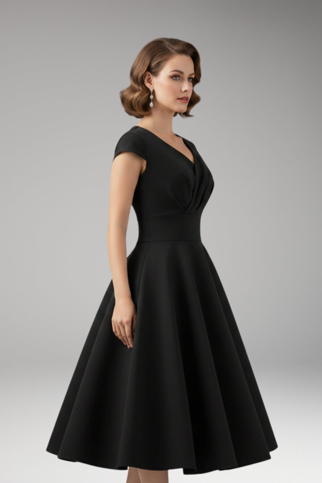 Women's Dress with Waist Cut and Flowing Hem