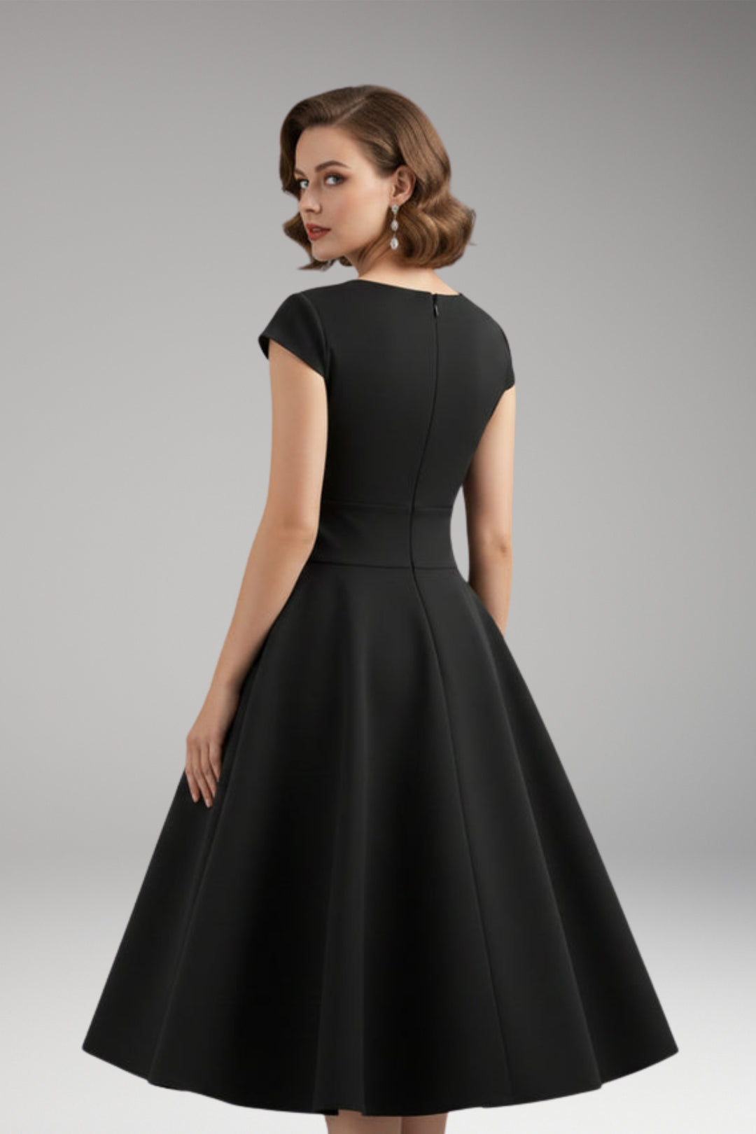 Women's Dress with Waist Cut and Flowing Hem