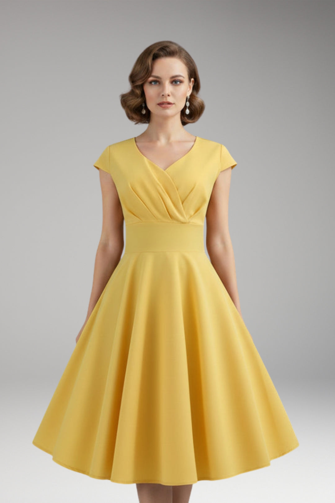 Women's Dress with Waist Cut and Flowing Hem