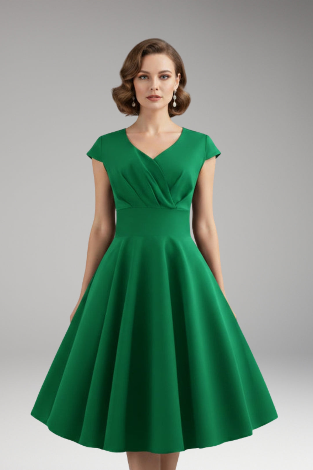 Women's Dress with Waist Cut and Flowing Hem