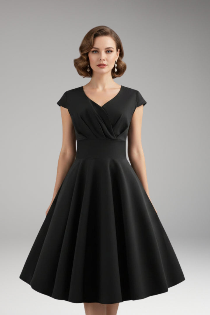 Women's Dress with Waist Cut and Flowing Hem