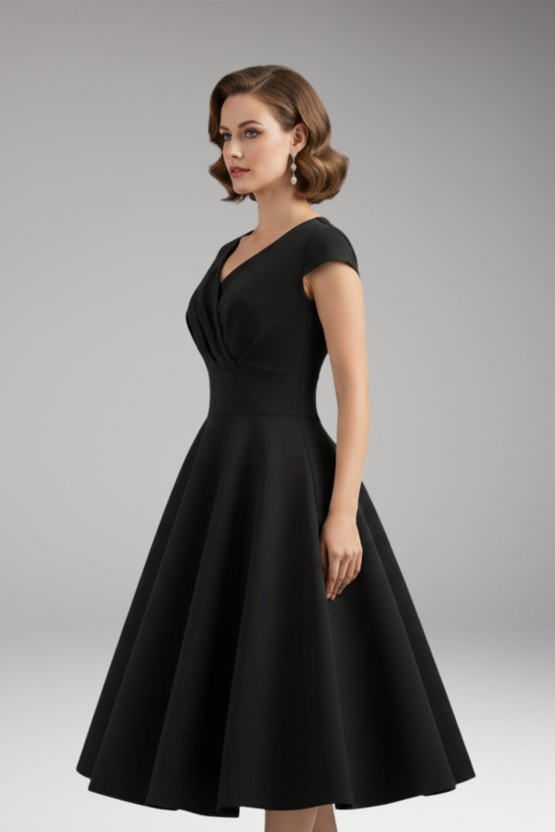 Women's Dress with Waist Cut and Flowing Hem