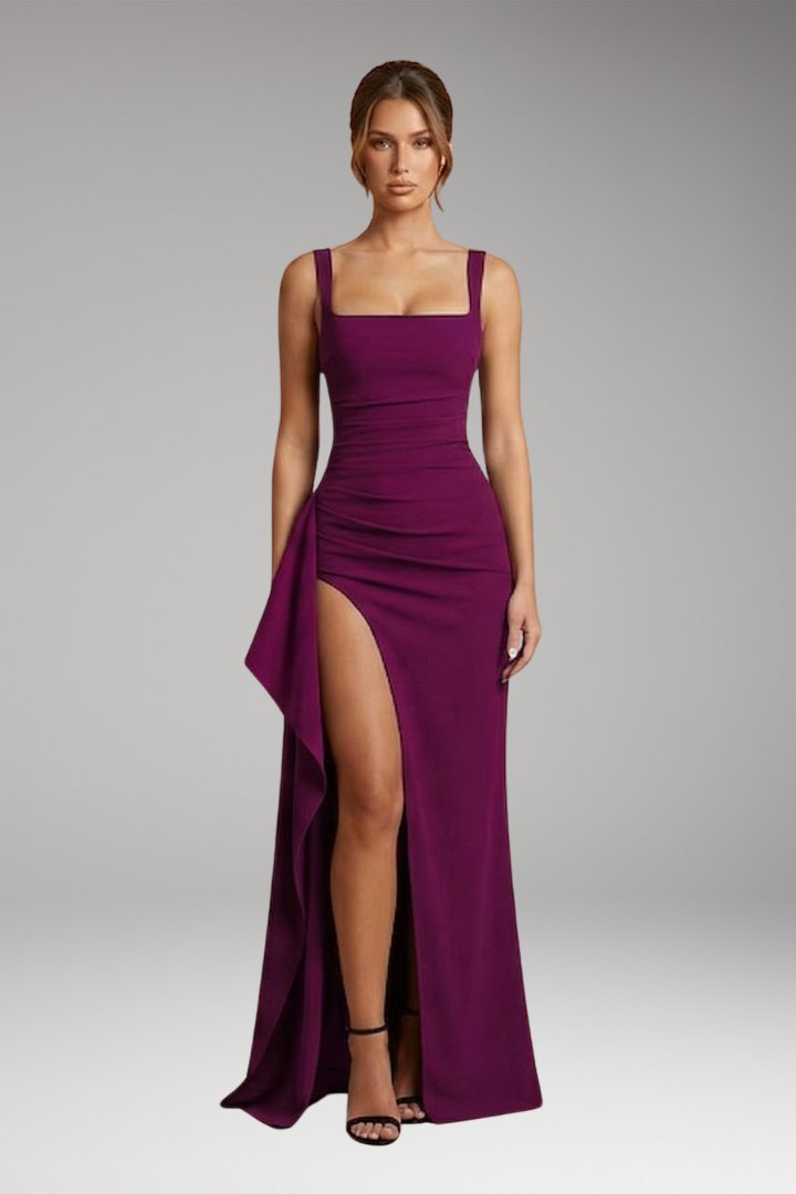 Women's Elegant Formal Slip Maxi Dress with Open Back