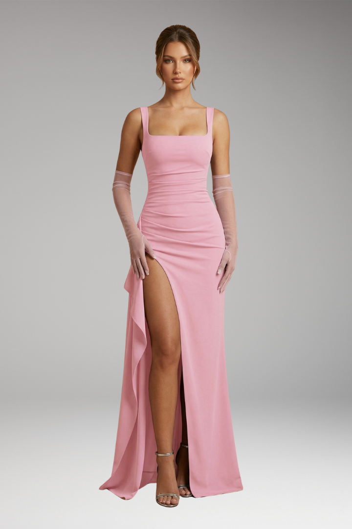 Women's Elegant Formal Slip Maxi Dress with Open Back