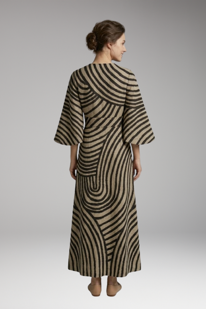 Women's Elegant Maxi Dress with Round Neck and Flattering Fit