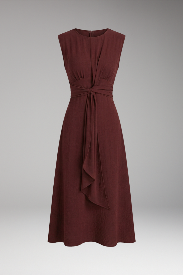 Women's Elegant Maxi Dress with Sleeveless Design and Round Neck