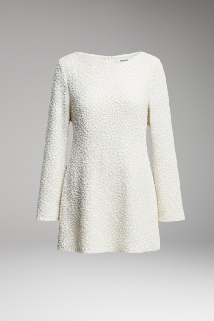 Women's Flared Short Dress with Sequin Embellishments and Round Neckline