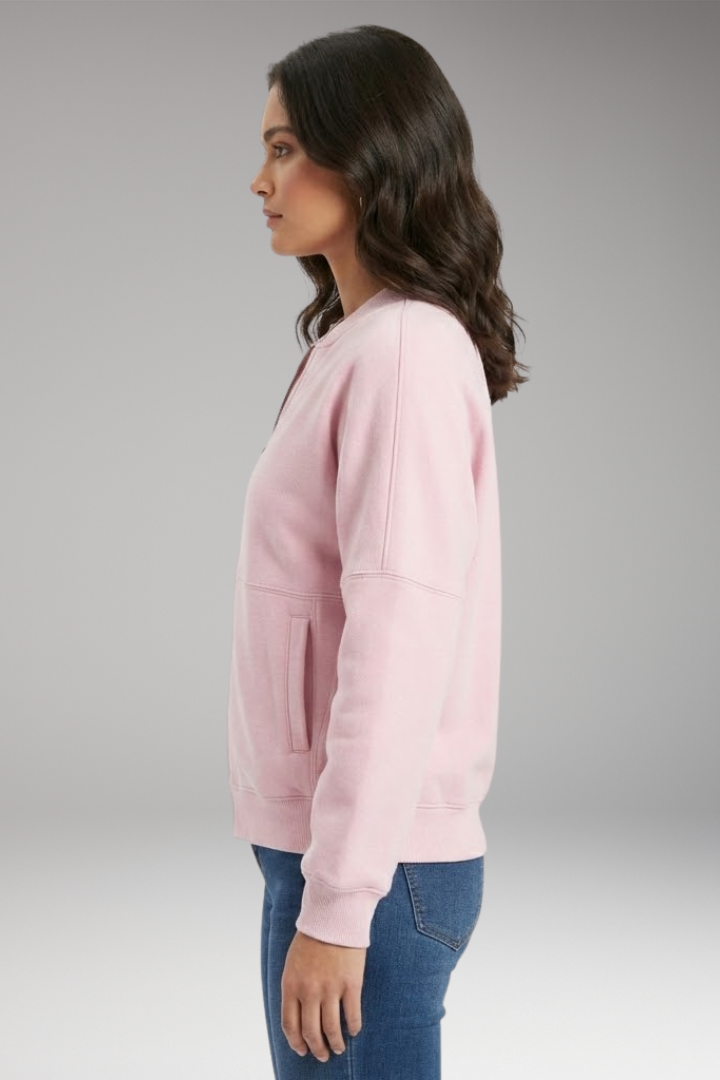 Women's Fleece Bomber Jacket with Front Zipper