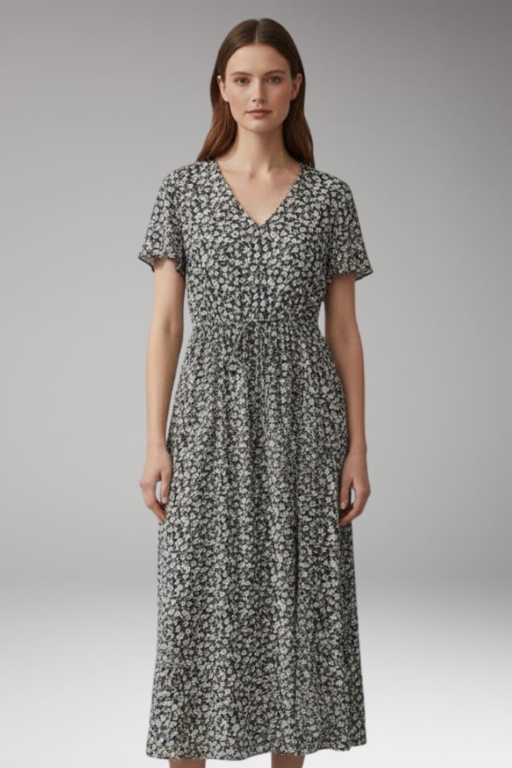 Women's Floral Dress with Flowing Silhouette and Design