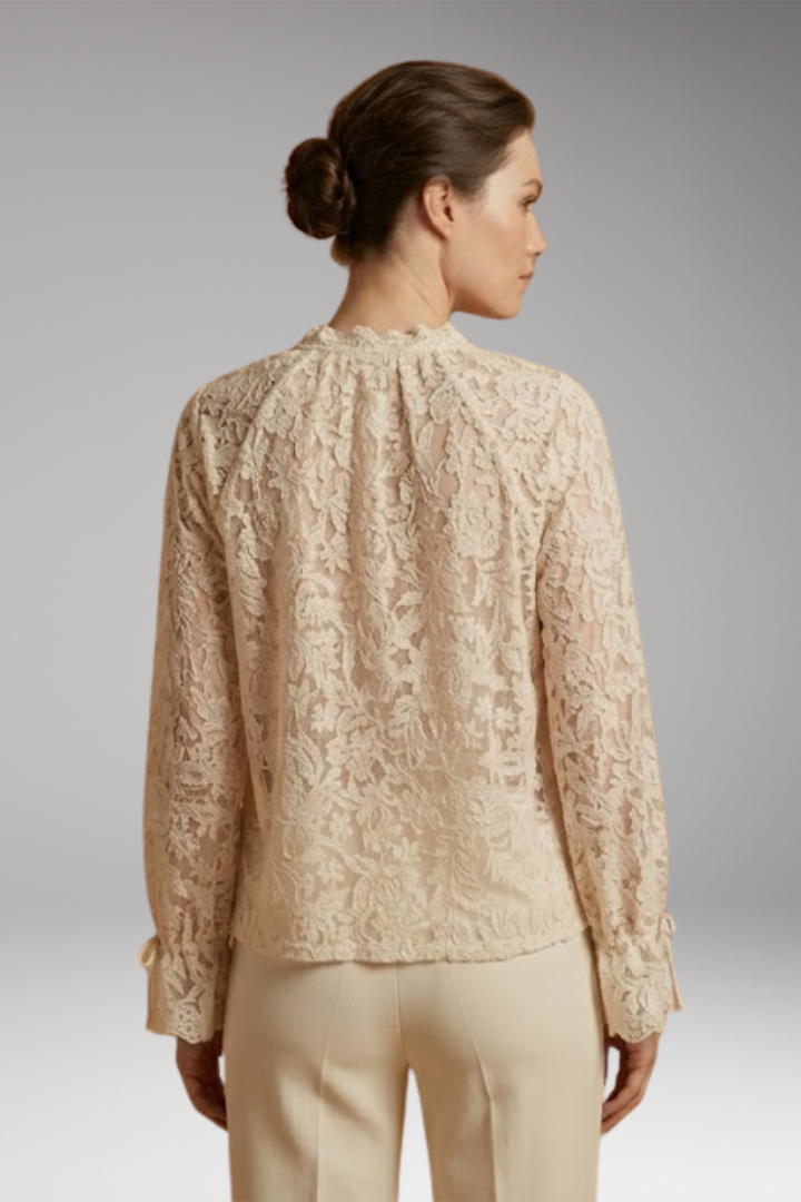 Women's Floral Embroidered Blouse with V-Neck and Bell Sleeves
