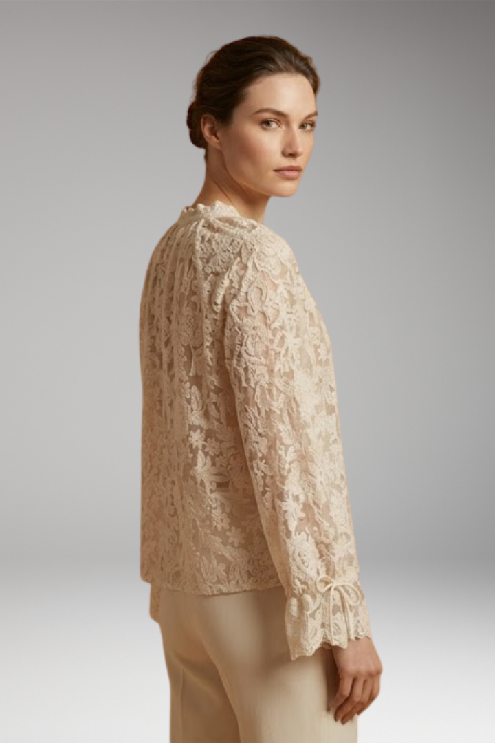 Women's Floral Embroidered Blouse with V-Neck and Bell Sleeves