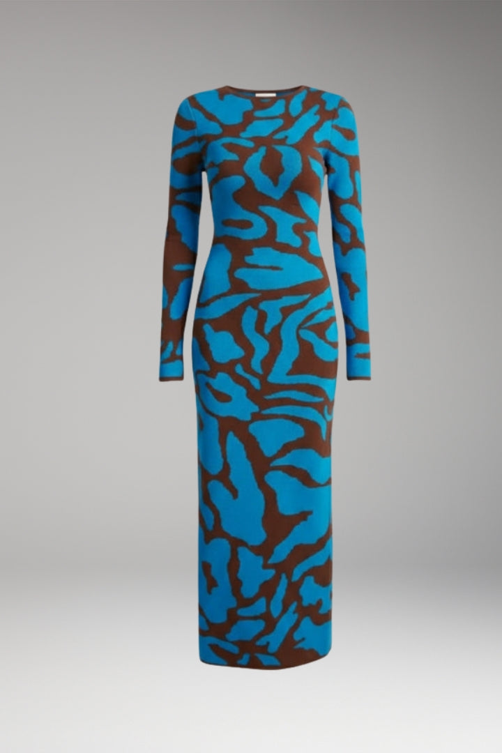 Women's Floral Long Dress with Flowing Silhouette and Floral Pattern