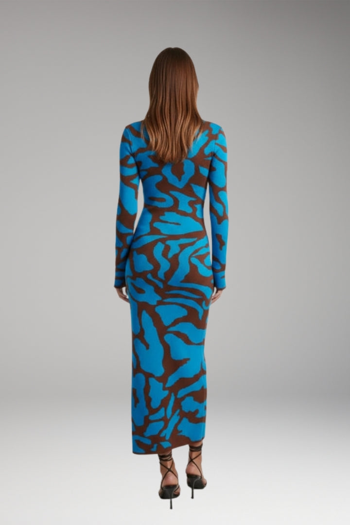 Women's Floral Long Dress with Flowing Silhouette and Floral Pattern