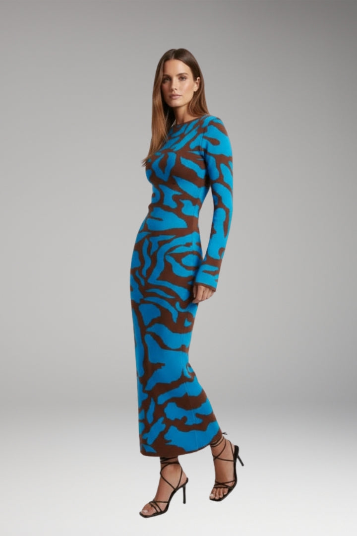 Women's Floral Long Dress with Flowing Silhouette and Floral Pattern