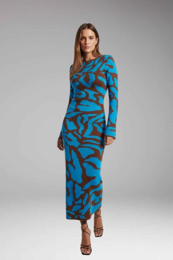 Women's Floral Long Dress with Flowing Silhouette and Floral Pattern