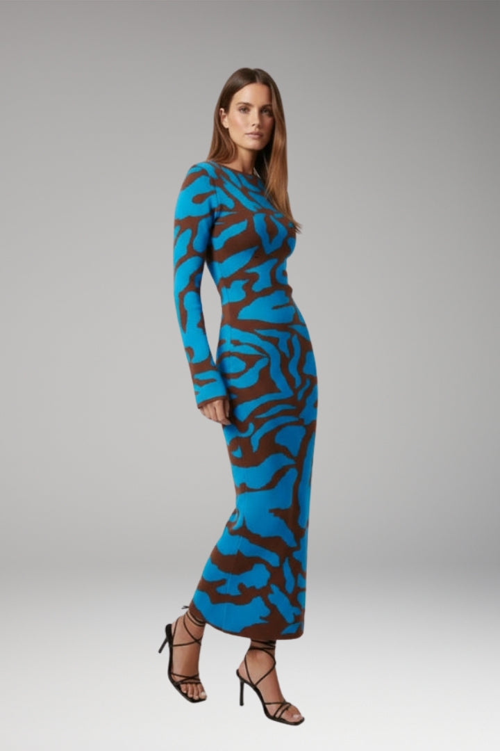 Women's Floral Long Dress with Flowing Silhouette and Floral Pattern