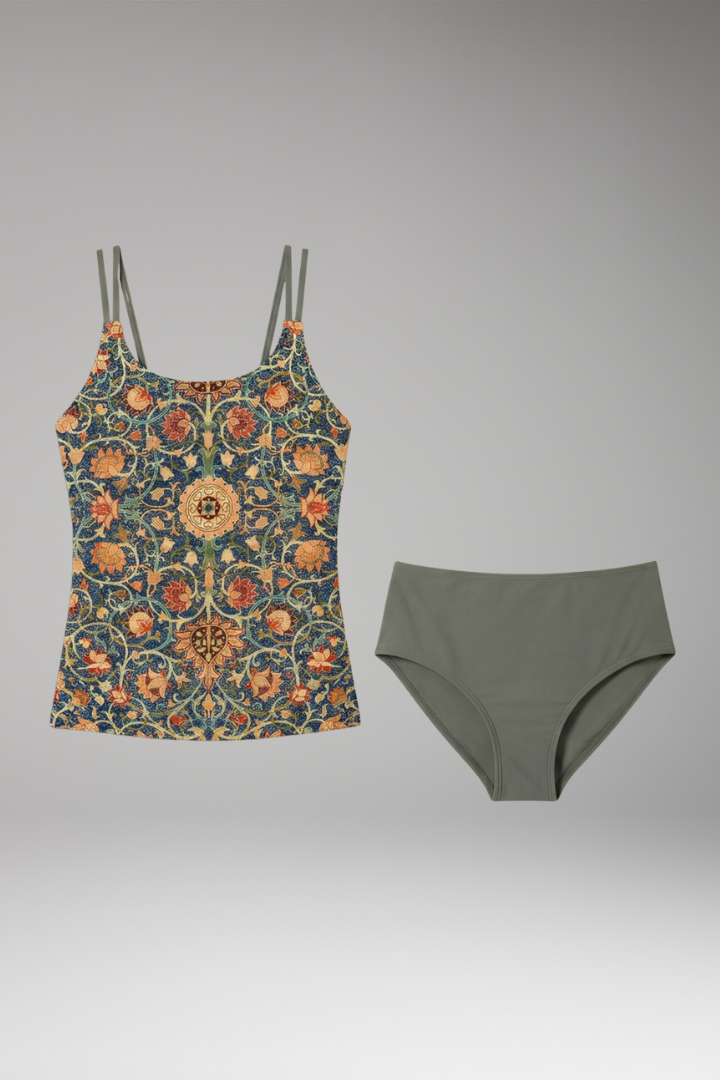 Women's Floral Tankini Set with High-Waisted Bottoms