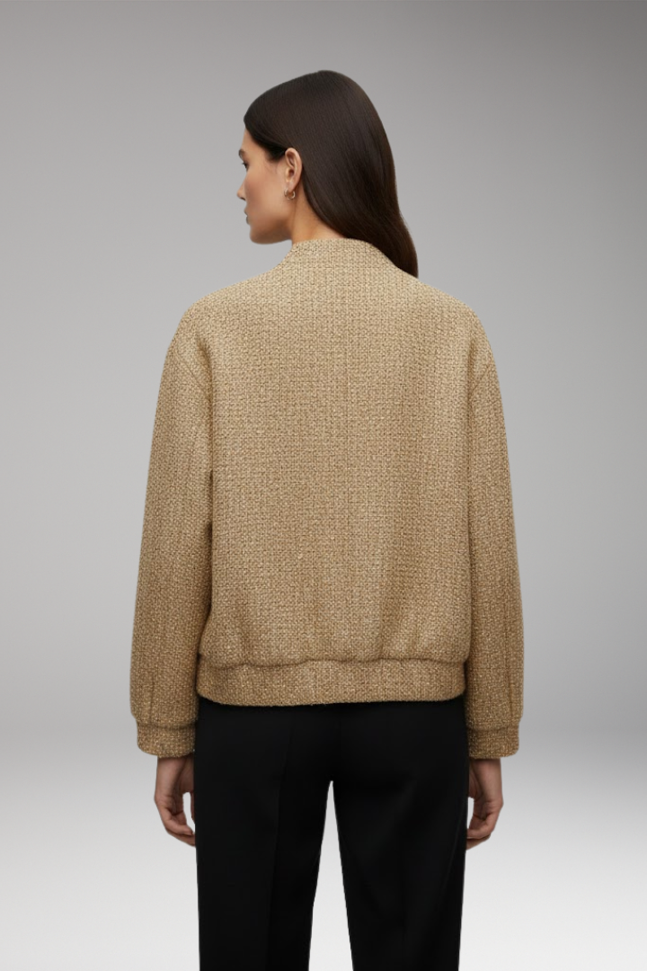 Women's Glitter Bomber Jacket with Front Zipper and Sequins