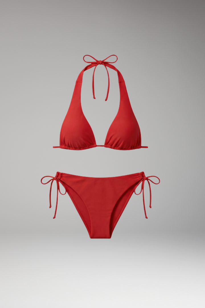 Women's Halter Bikini Set with Adjustable Straps and Side Ties