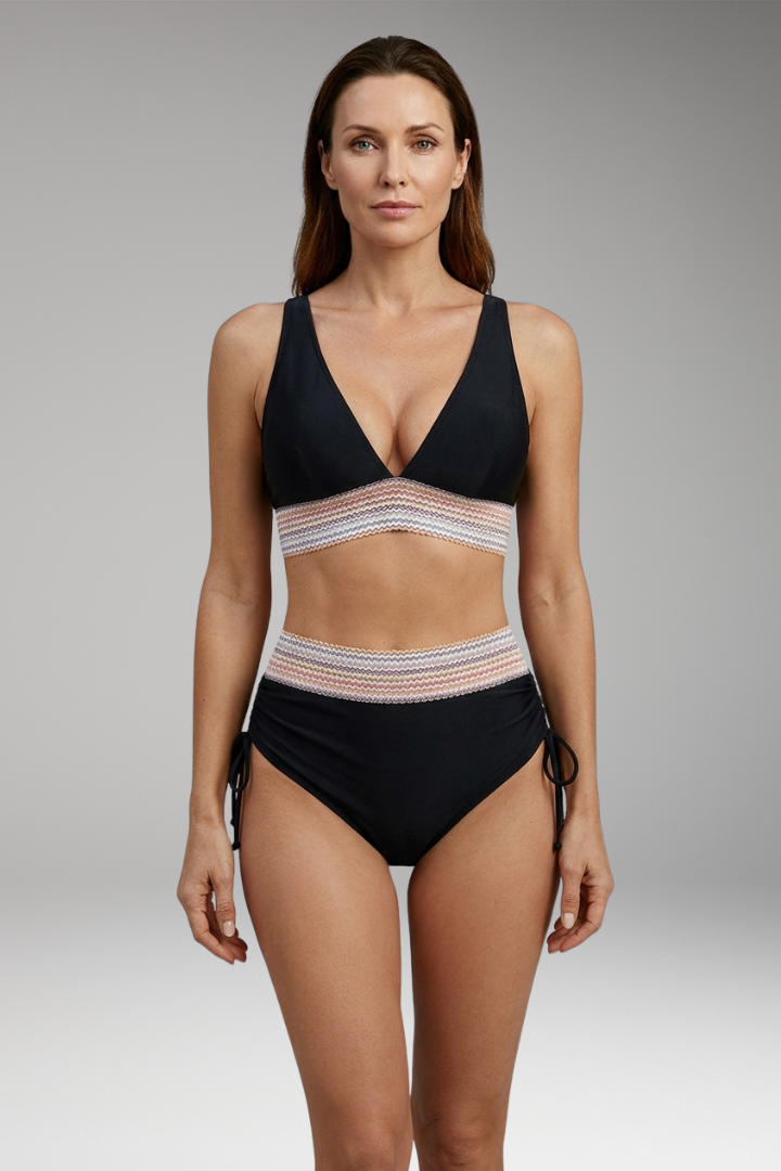 Women's Halter Bikini with High-Waisted Bottoms and Tie-Side Detail