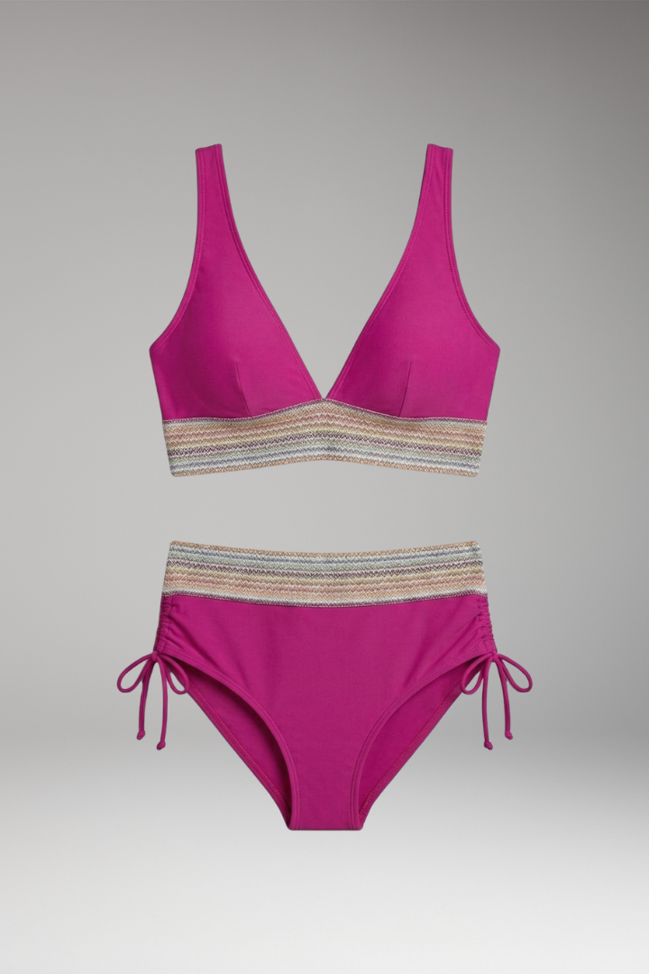 Women's Halter Bikini with High-Waisted Bottoms and Tie-Side Detail