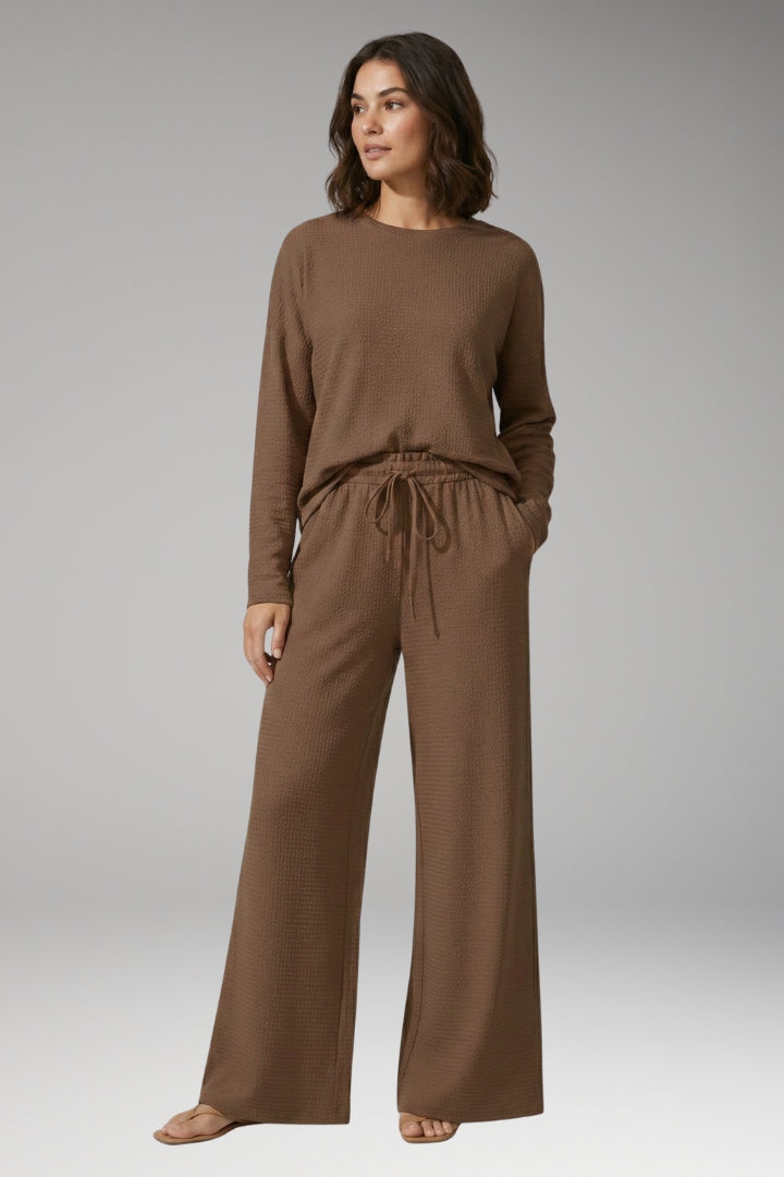 Women's High-Waisted Wide-Leg Trousers with Adjustable Drawstring