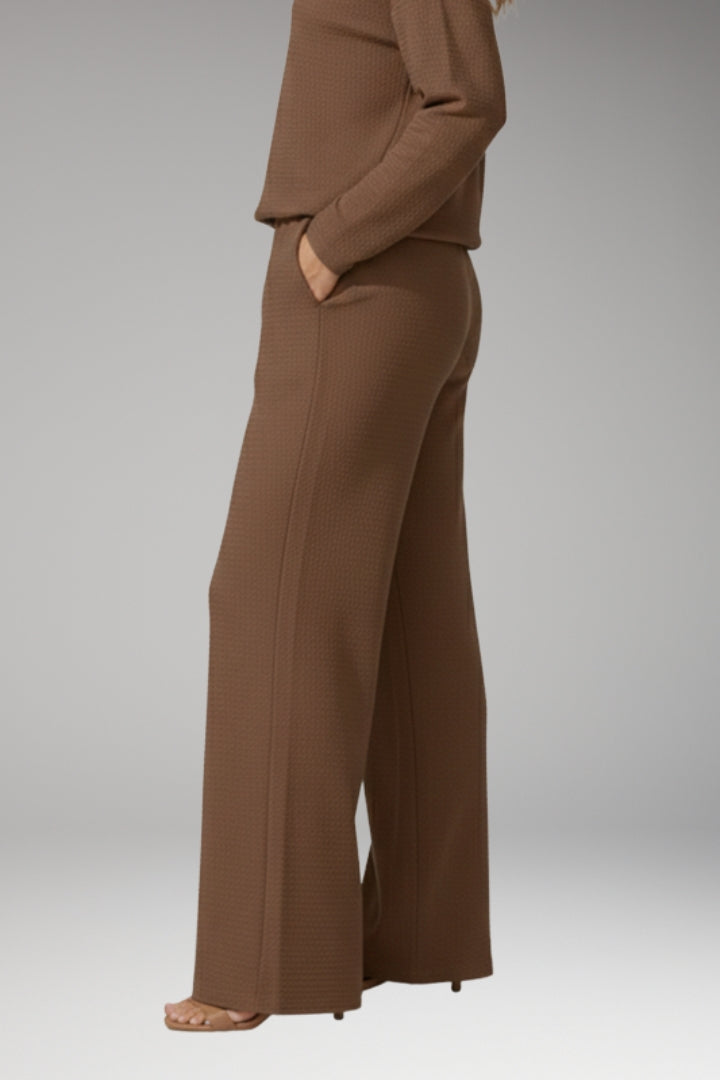Women's High-Waisted Wide-Leg Trousers with Adjustable Drawstring