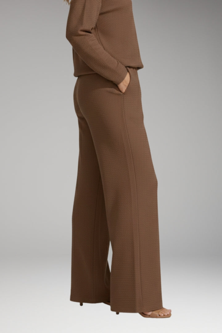 Women's High-Waisted Wide-Leg Trousers with Adjustable Drawstring