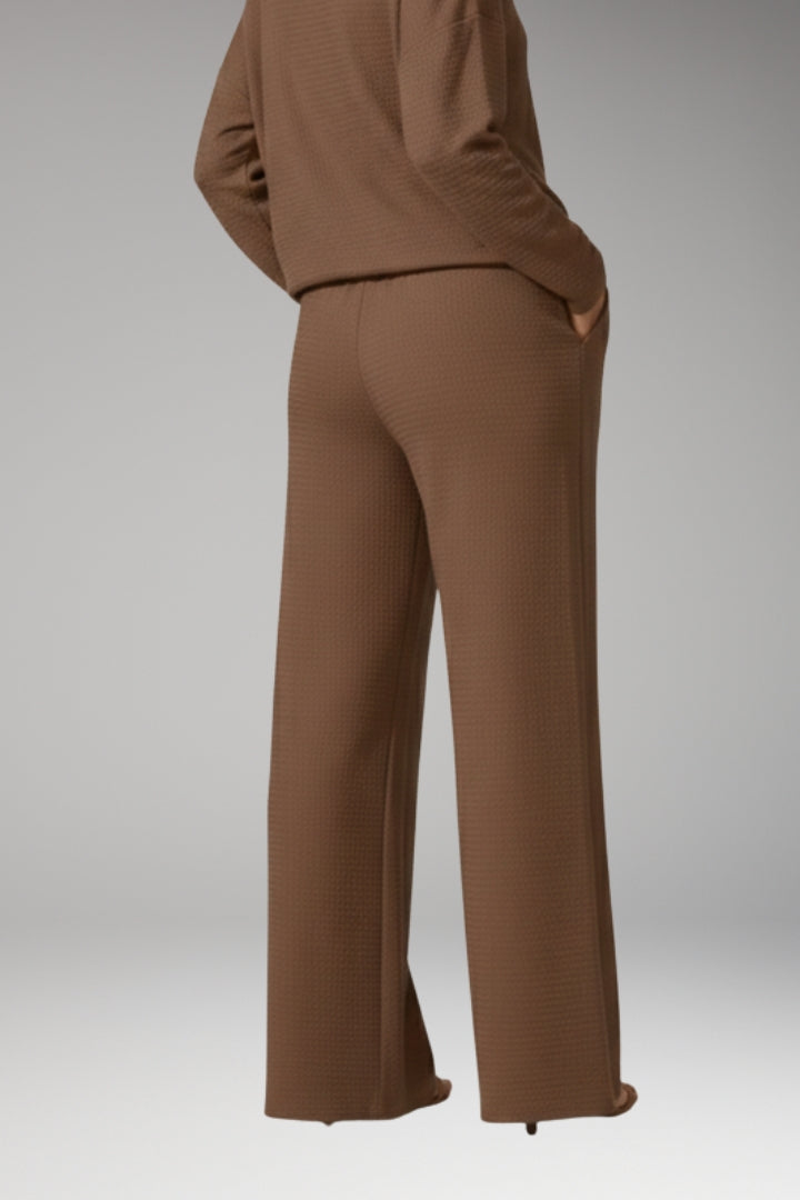 Women's High-Waisted Wide-Leg Trousers with Adjustable Drawstring
