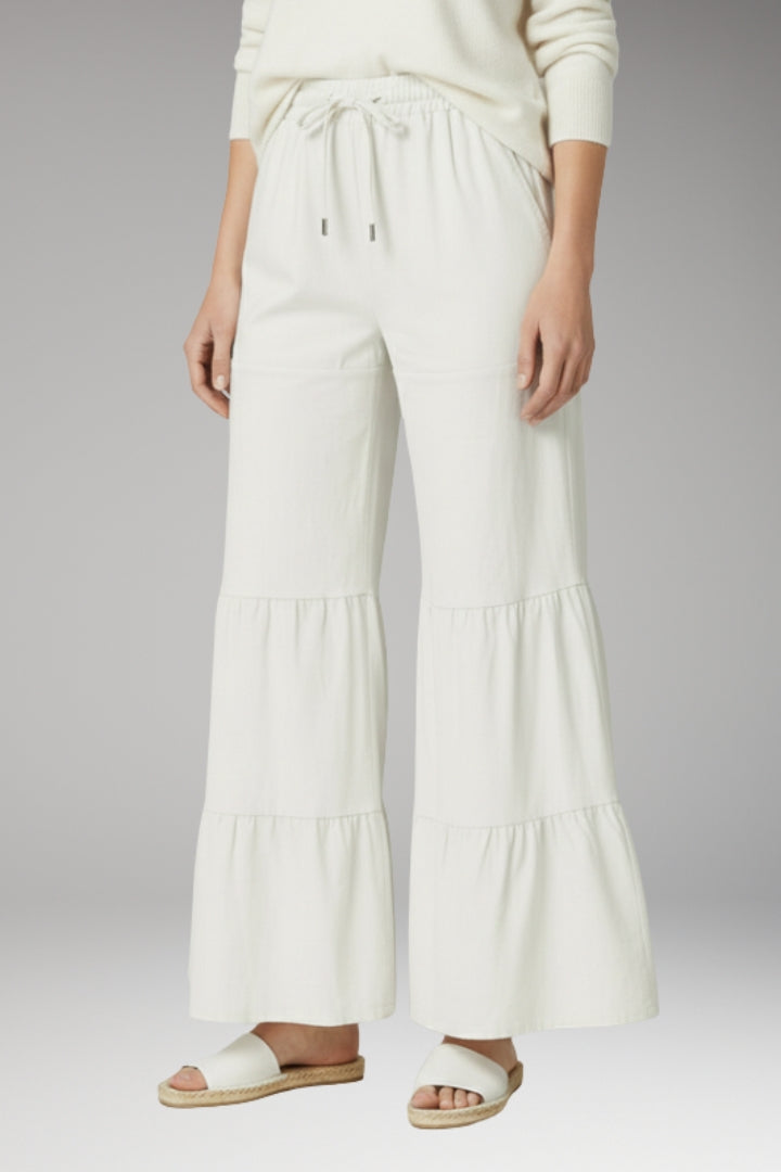 Women's High-Waisted Wide-Leg Trousers with Tiered Detailing