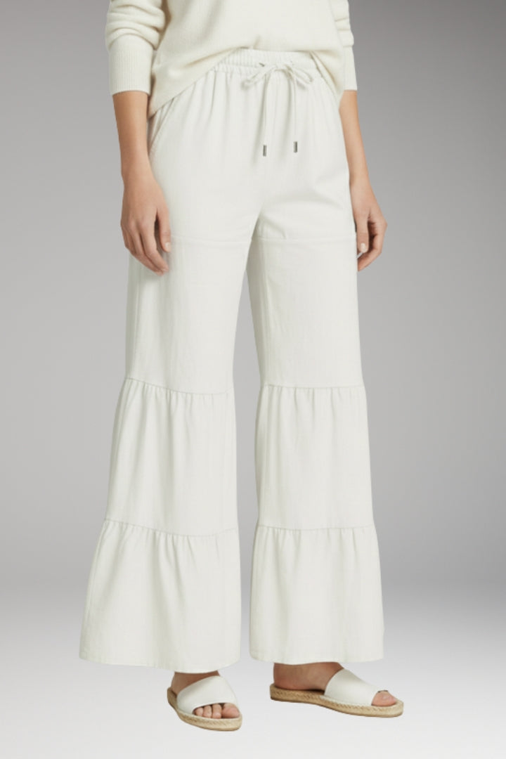 Women's High-Waisted Wide-Leg Trousers with Tiered Detailing