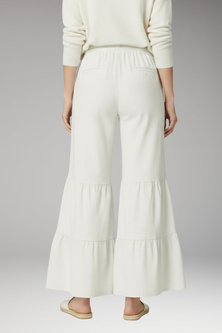 Women's High-Waisted Wide-Leg Trousers with Tiered Detailing