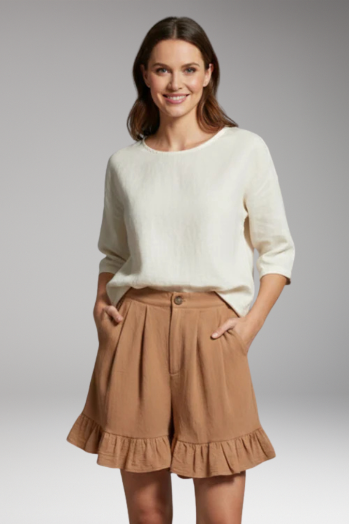 Women's High'Waisted Shorts with Wide'Leg and Frilled Hem