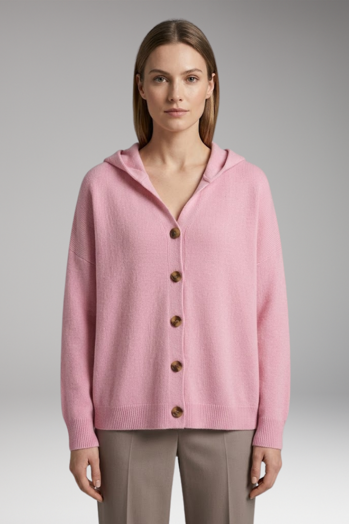 Women's Hooded Cardigan with Button'Down