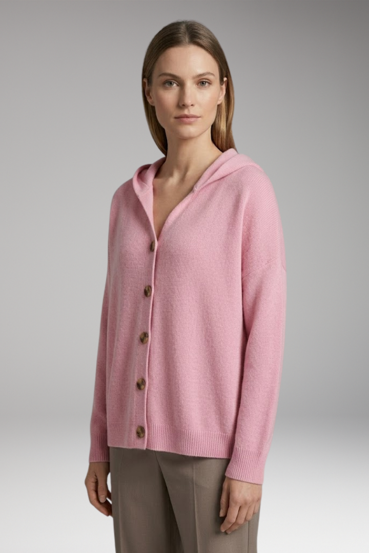 Women's Hooded Cardigan with Button'Down