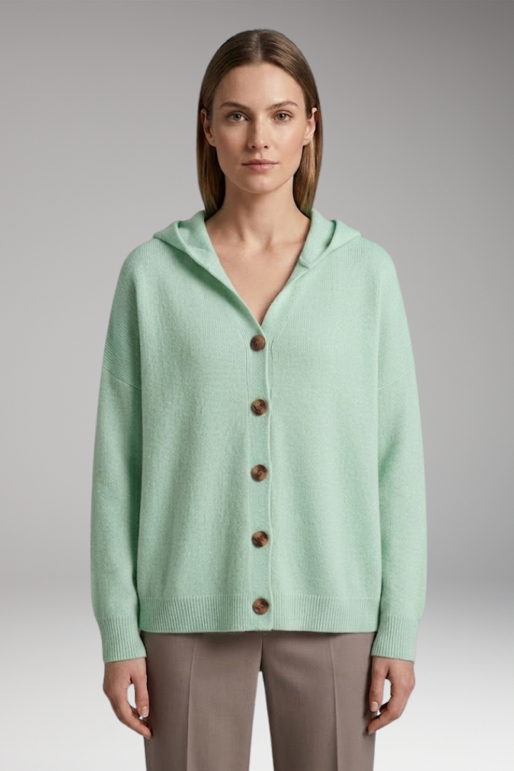Women's Hooded Cardigan with Button'Down