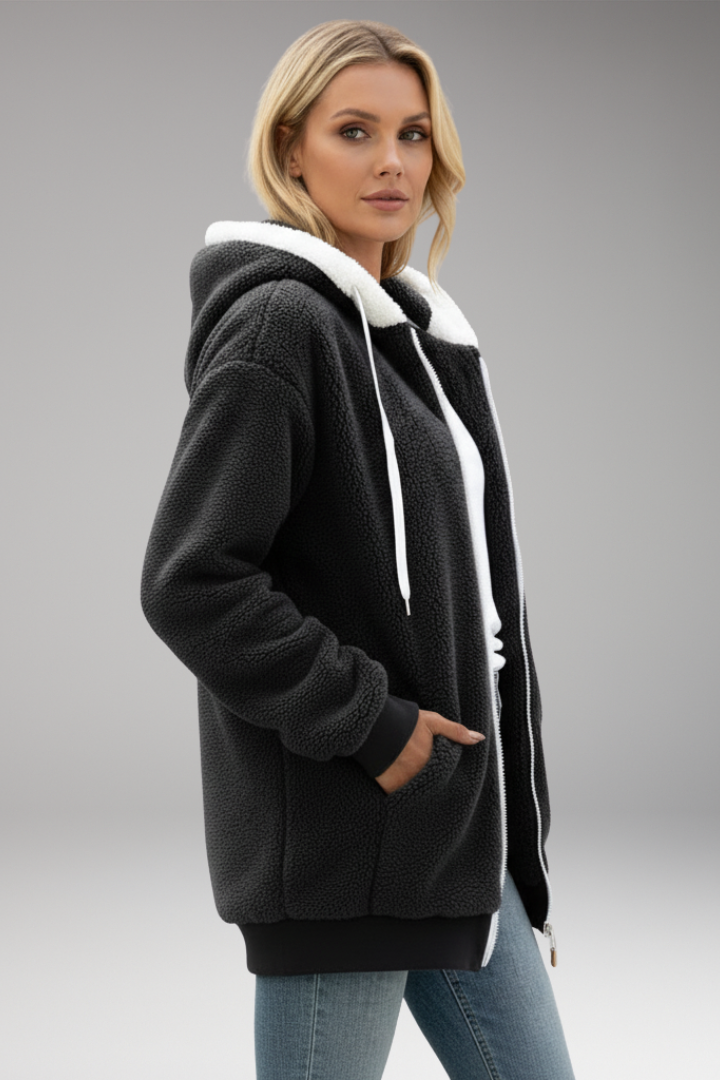 Women’s Hoodie with Zip Closure and Adjustable Hood