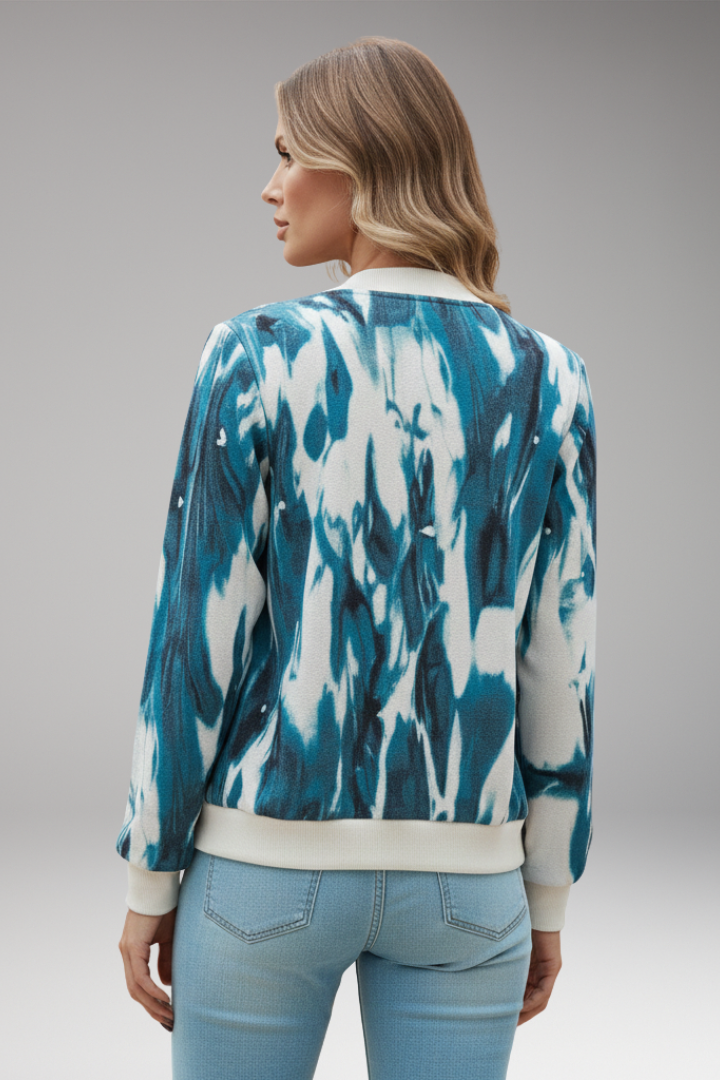 Women's Jacket with Abstract Print and Zipper
